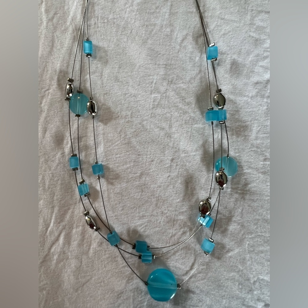 Lia Sophia blue accent and silver toned necklace